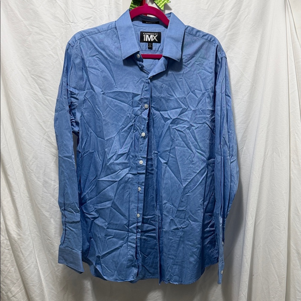 Express Men's Casual Sky Blue Button-Down Shirt